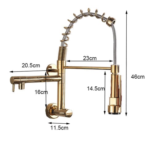 Gourmet Kitchen Faucet Single-Handle Wall-Mounted Pull-Out Dual-Spray - JassPoll
