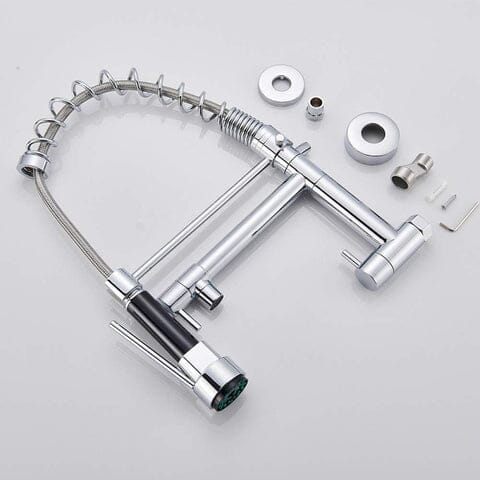 Gourmet Kitchen Faucet Single-Handle Wall-Mounted Pull-Out Dual-Spray - JassPoll