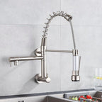 Gourmet Kitchen Faucet Single-Handle Wall-Mounted Pull-Out Dual-Spray - JassPoll