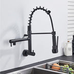 Gourmet Kitchen Faucet Single-Handle Wall-Mounted Pull-Out Dual-Spray - JassPoll