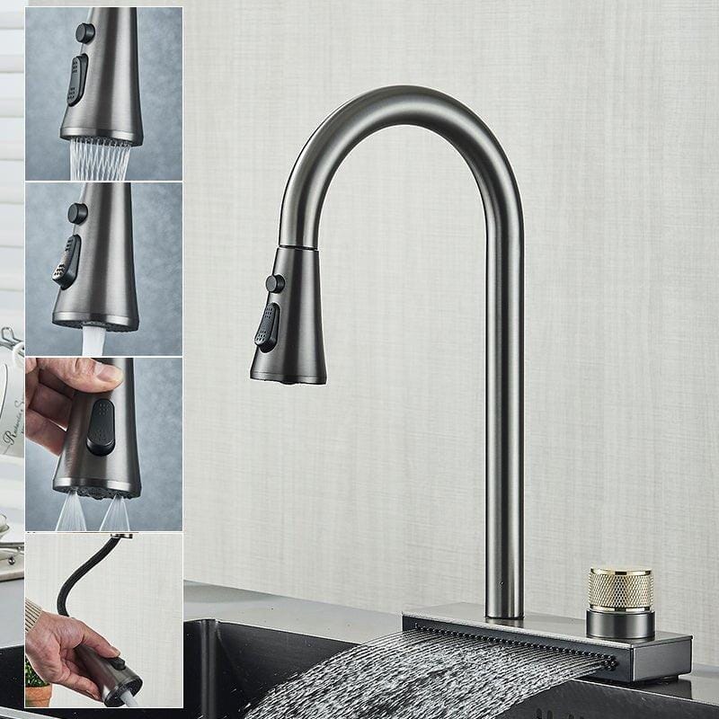 Gourmet Kitchen Faucet 360° Pull-Out Waterfall Spray - Rumble