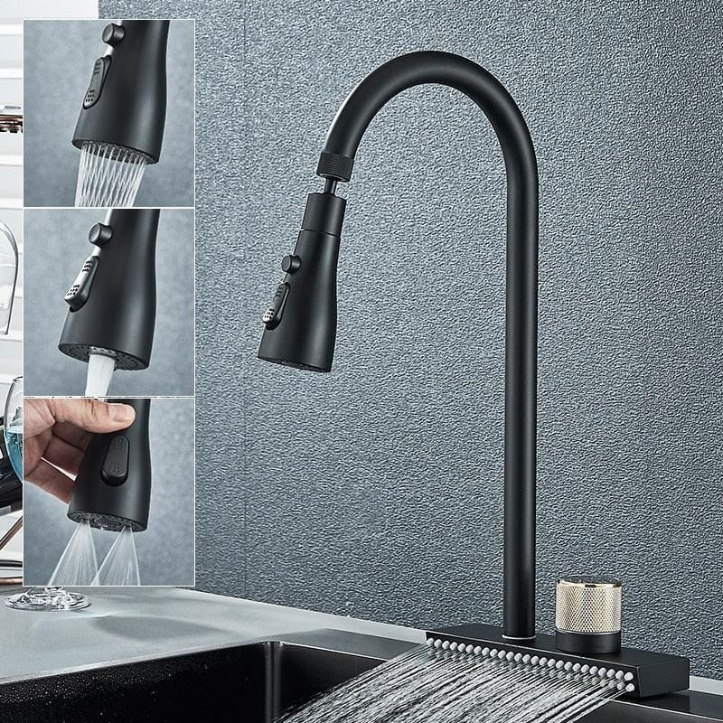 Gourmet Kitchen Faucet 360° Pull-Out Waterfall Spray - Rumble