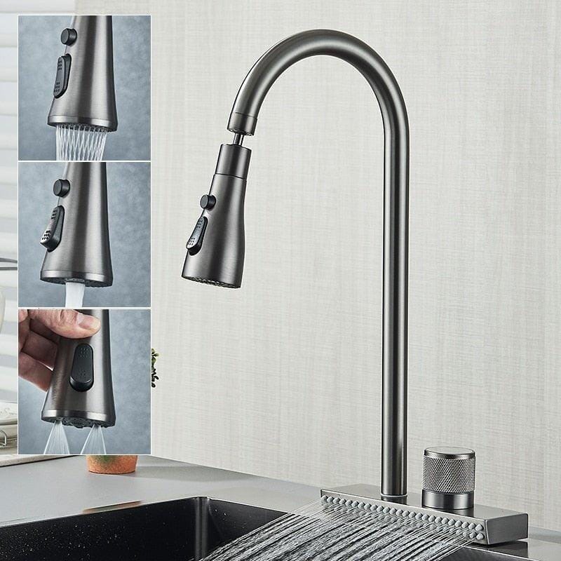 Gourmet Kitchen Faucet 360° Pull-Out Waterfall Spray - Rumble
