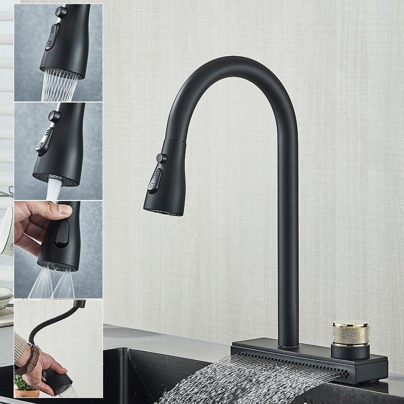 Gourmet Kitchen Faucet 360° Pull-Out Waterfall Spray - Rumble