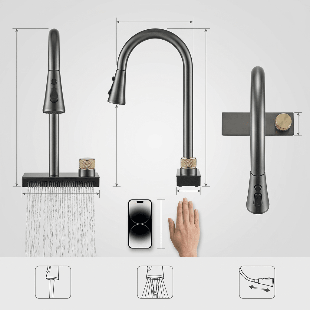 Gourmet Kitchen Faucet 360° Pull-Out Waterfall Spray - Rumble