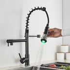 Quiz LED Gourmet Spring Kitchen Faucet - 360° Swivel Duo Bronze