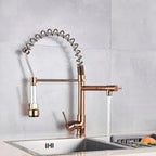 Quiz LED Gourmet Spring Kitchen Faucet - 360° Swivel Duo Bronze