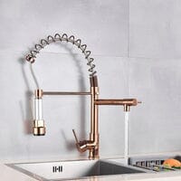 Quiz LED Gourmet Spring Kitchen Faucet - 360° Swivel Duo Bronze