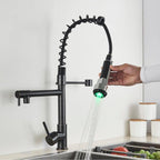 Quiz LED Gourmet Spring Kitchen Faucet - 360° Swivel Duo Bronze