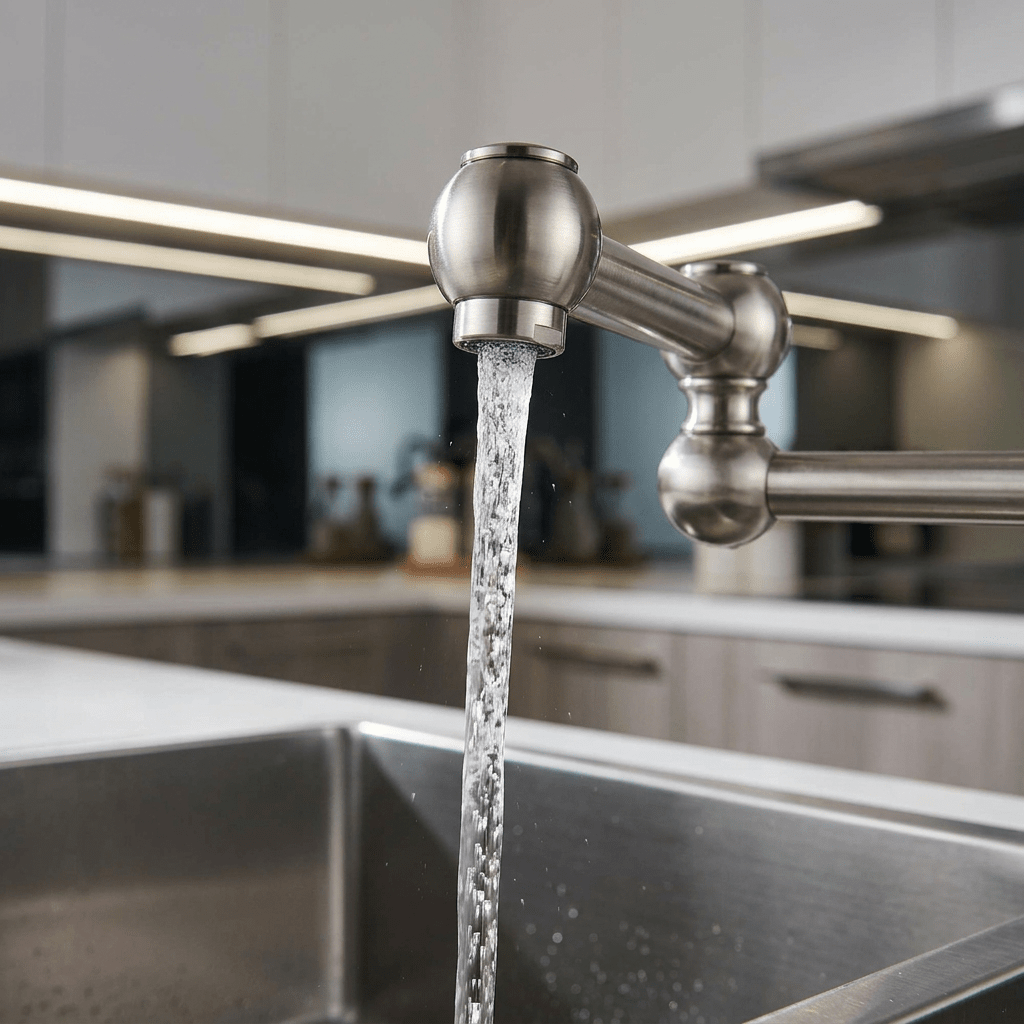Gourmet Kitchen Faucet with High Spout, Single-Handle and 360° Swivel Track