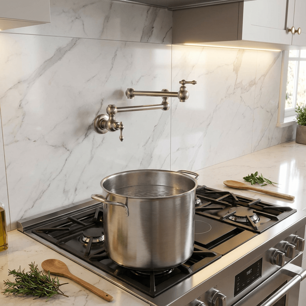 Gourmet Kitchen Faucet with High Spout, Single-Handle and 360° Swivel Track