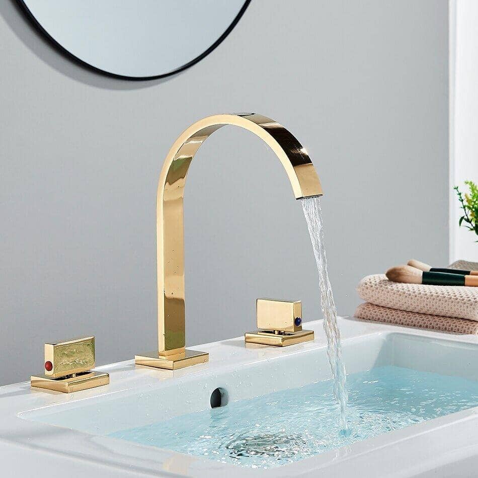 Folt Modern 3-Piece Widespread Double-Handle Bathroom Mixing Faucet
