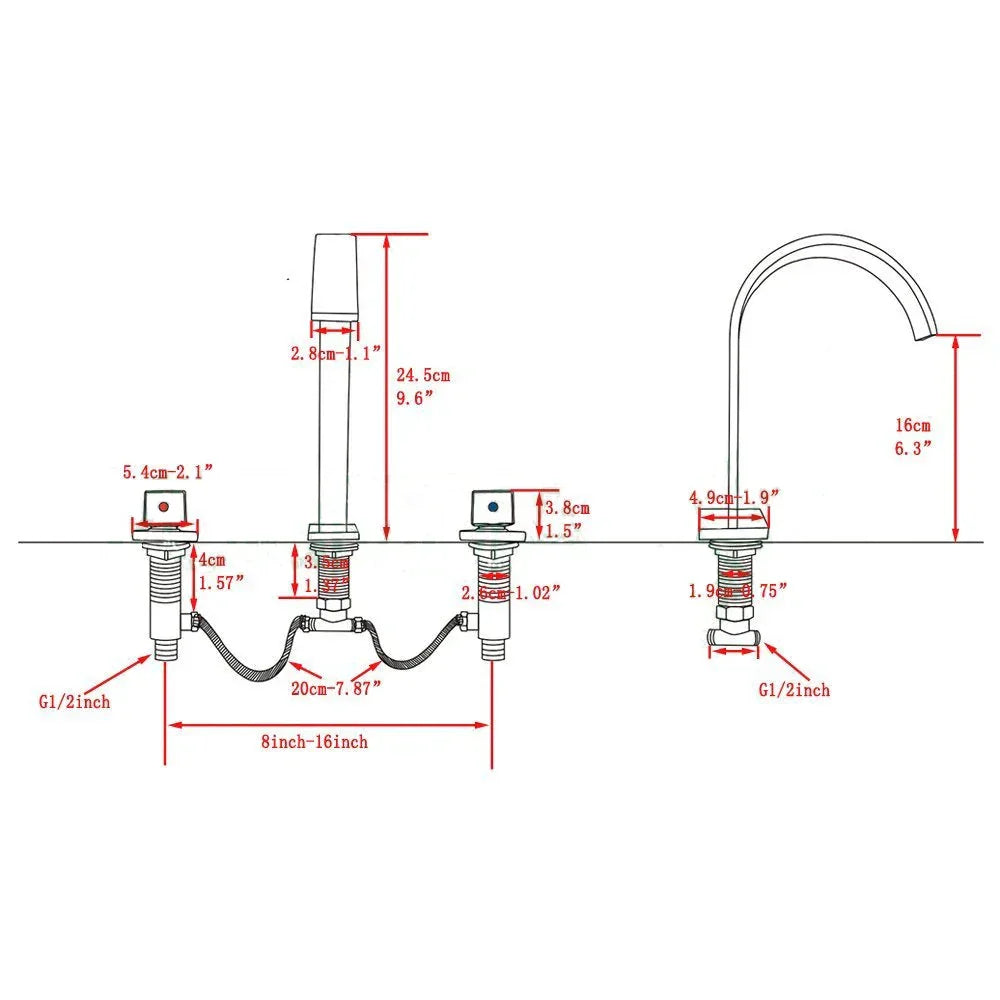 Katos Modern 3-Piece Widespread Double-Handle Bathroom Faucet