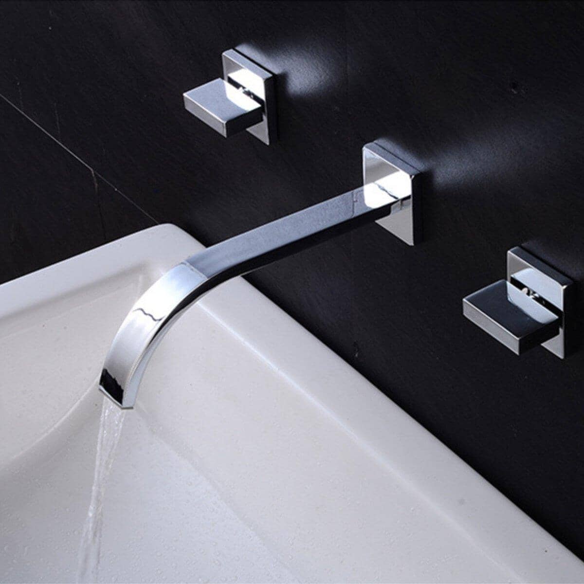 Artifice Home Doults Modern Dual-Handle Wall-Mounted Bathroom Mixer Faucet