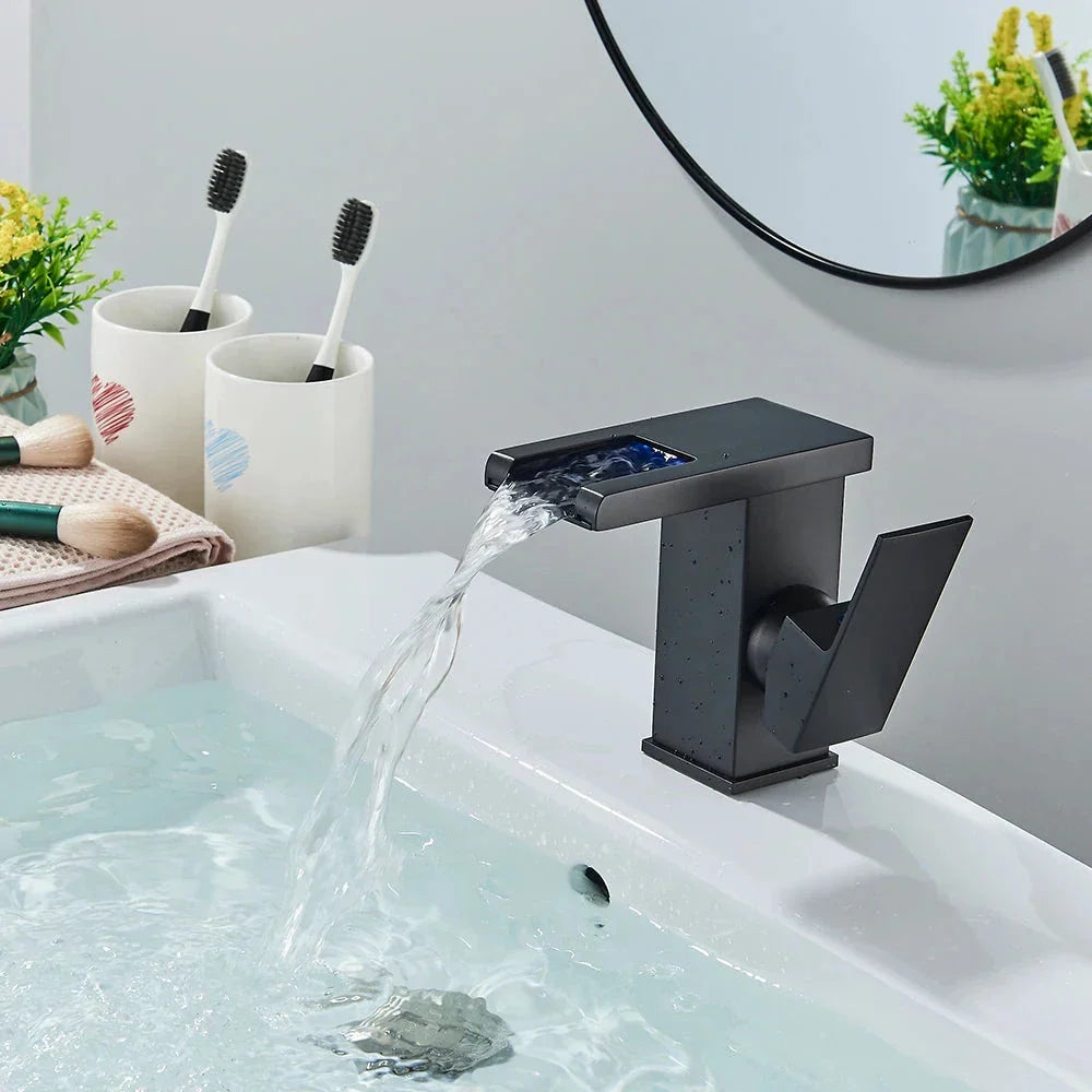 LED Waterfall Single-Handle Bathroom Faucet