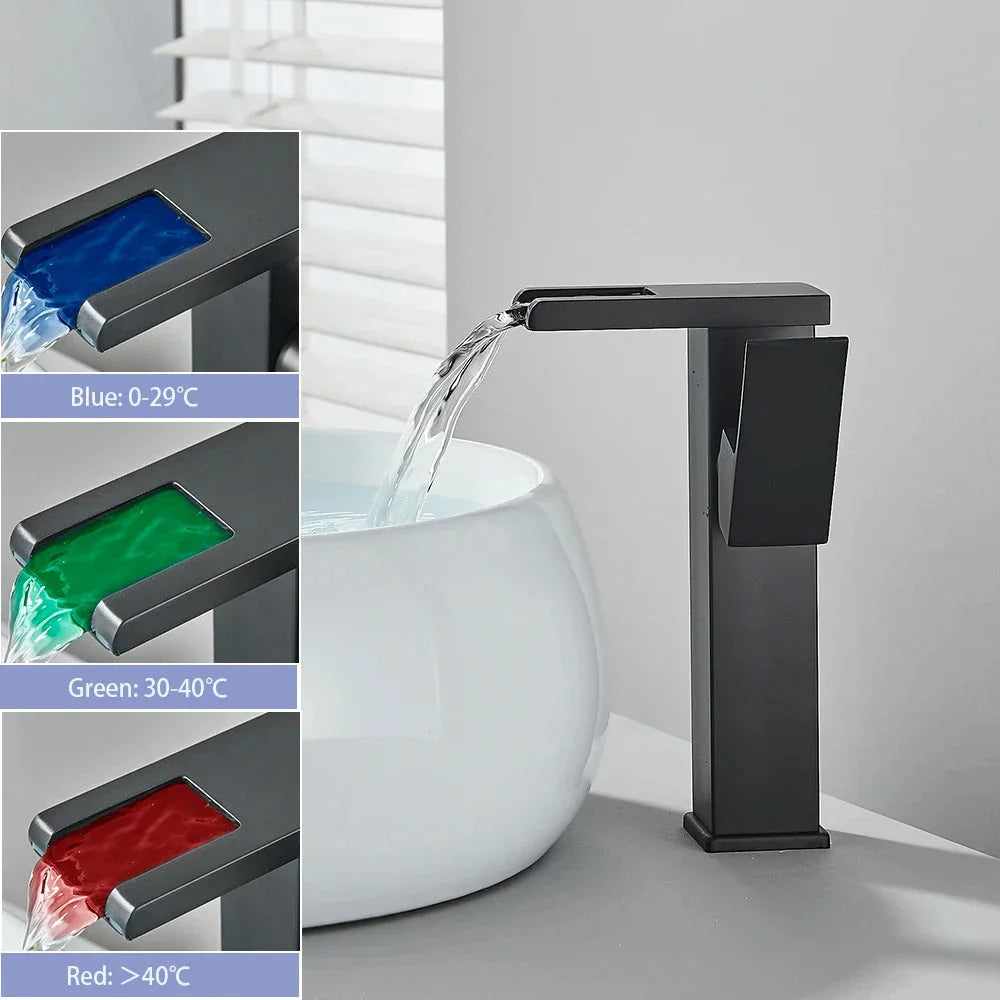 LED Waterfall Single-Handle Bathroom Faucet