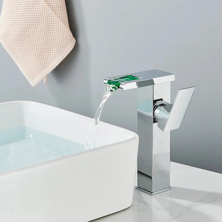 LED Waterfall Single-Handle Bathroom Faucet