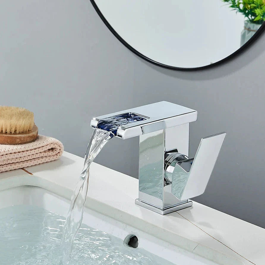 LED Waterfall Single-Handle Bathroom Faucet