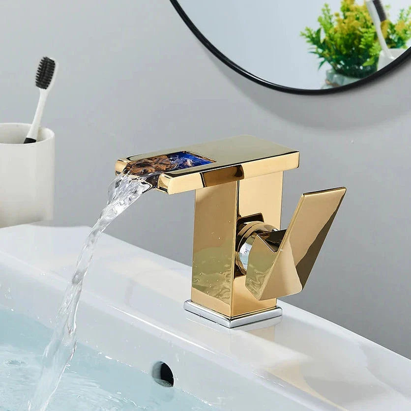 LED Waterfall Single-Handle Bathroom Faucet
