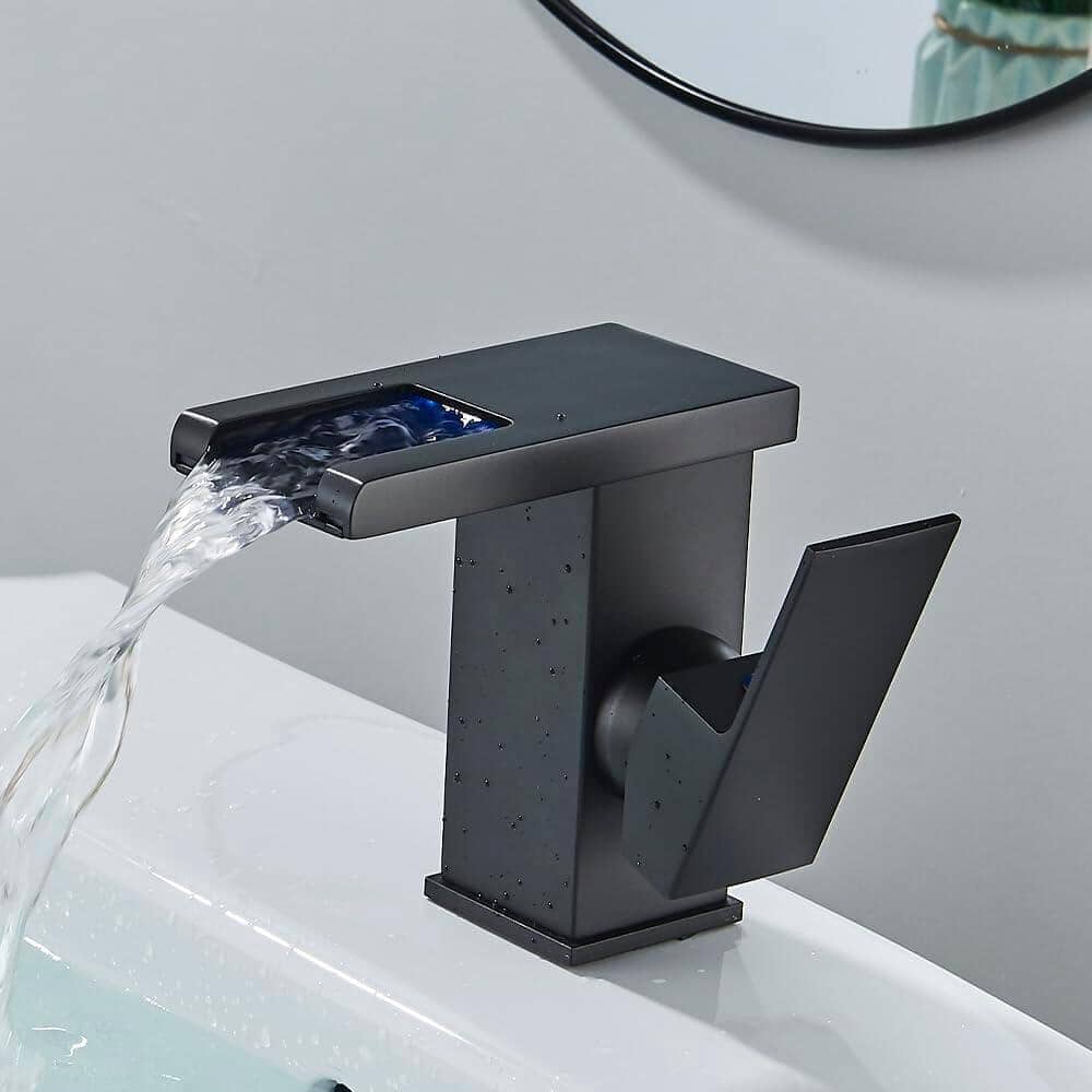 Trover Waterfall Bathroom Faucet with LED Single Handle