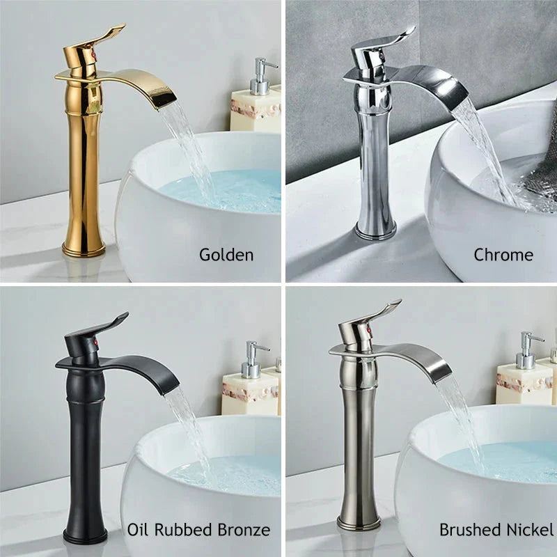 Beeno Gold High-Spout Single-Handle Luxury Bathroom Faucet