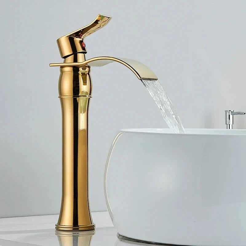 Beeno Gold High-Spout Single-Handle Luxury Bathroom Faucet