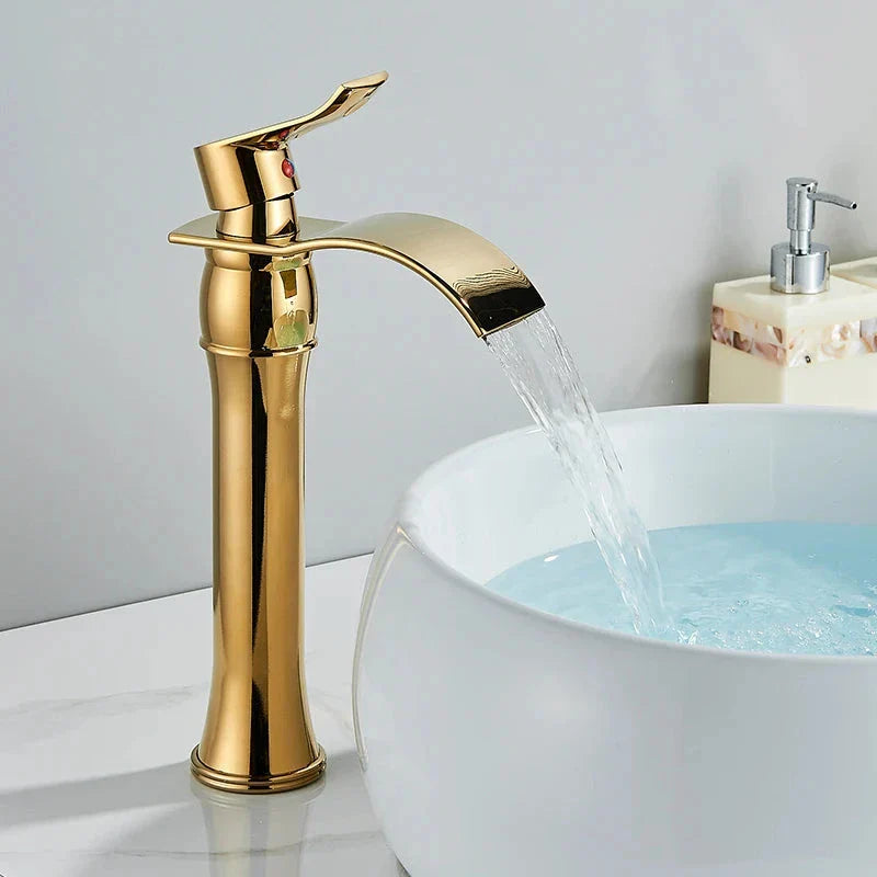 Beeno Gold High-Spout Single-Handle Luxury Bathroom Faucet